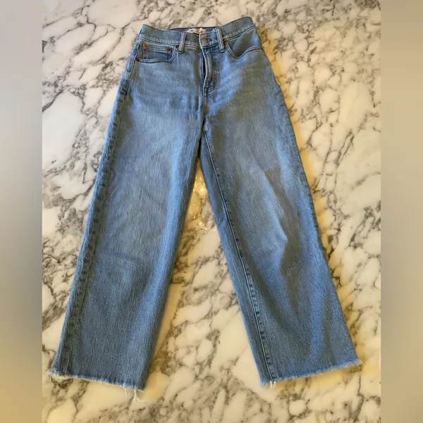 EUC Madewell Curvy Perfect Vintage Wide-Leg Cropped Jeans Sz 24 Broken Zipper - Image 5