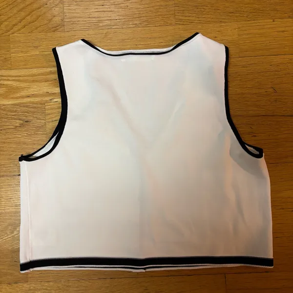 Oak + Fort White Black Minimalist Preppy Academia Coastal Sweater Vest S - Image 3