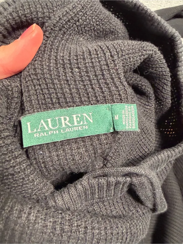 Lauren Ralph Lauren black Funnel Neck Knit Sweater medium - Image 9
