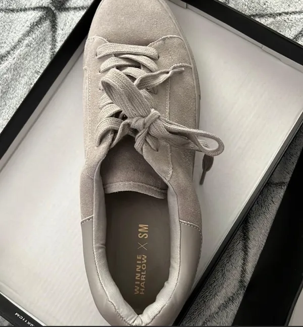 Steve Madden x Winnie Harlow All Now Grey Suede Sneakers - Image 7