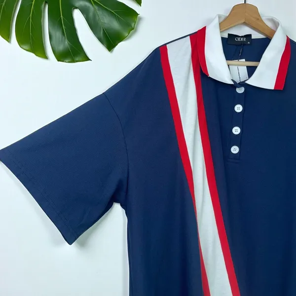 🆕 Cider Oversized Blokecore Patchy Collar Short Sleeve Polo Shirt - Image 8