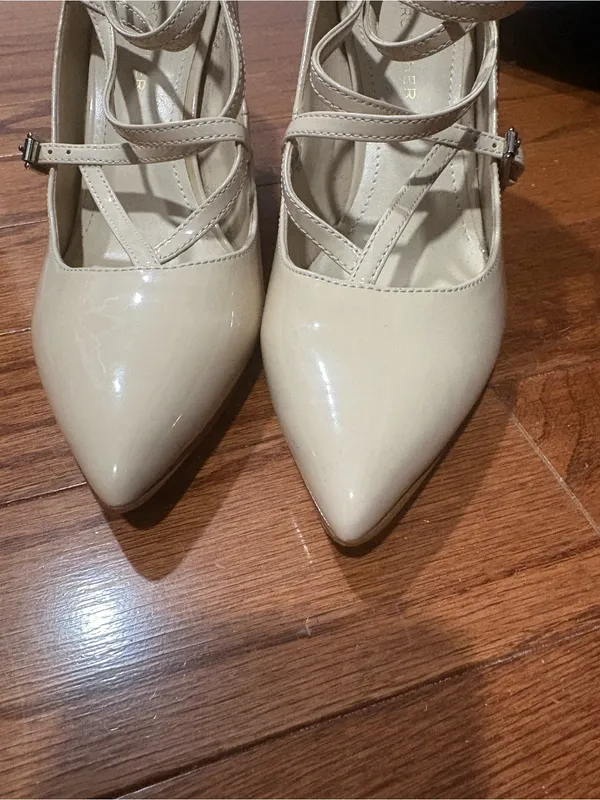 Marc Fisher Nude Patent Pointed-Toe Strappy Pumps - Image 2
