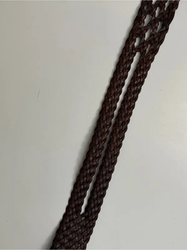 Braided Faux Leather Belt Wide Corset Boho Cottagecore Prairie Brown Grey XL - Image 8