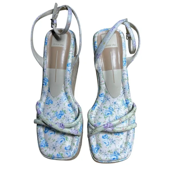 Dolce Vita Blue Floral Elvia Strappy Platform Wedge Sandals Womens 9.5 - Image 3