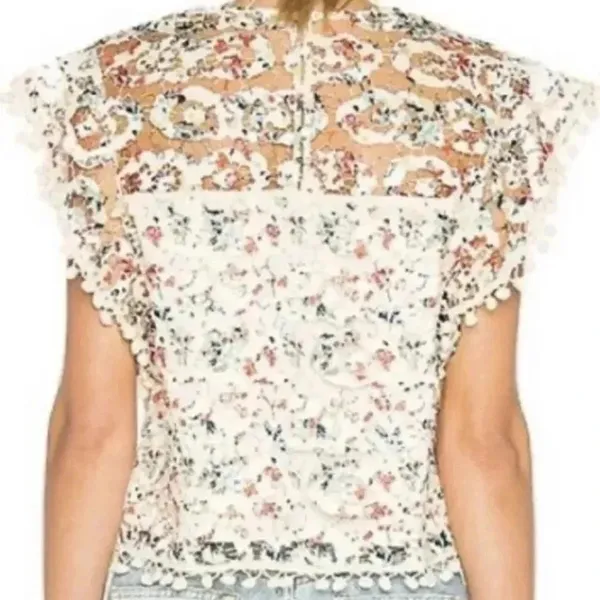 Revolve‎ Tularosa Kennedy Top in Rainbow Lace Blouse Size Small Cream/Mul… - Image 4