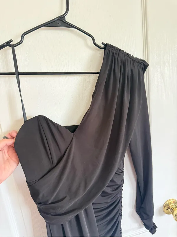 Michael Costello x Revolve Carmen One Shoulder Black Mini Dress - Image 4