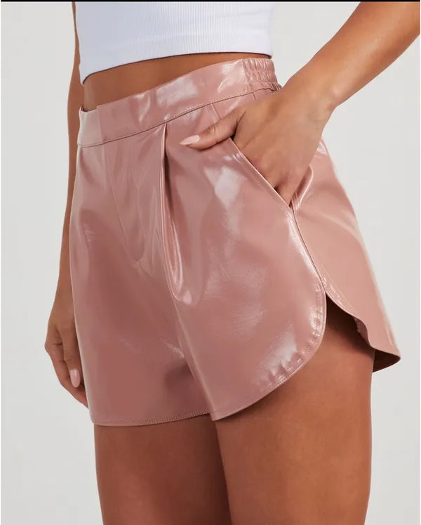 Vici vegan leather blush shorts - Image 3