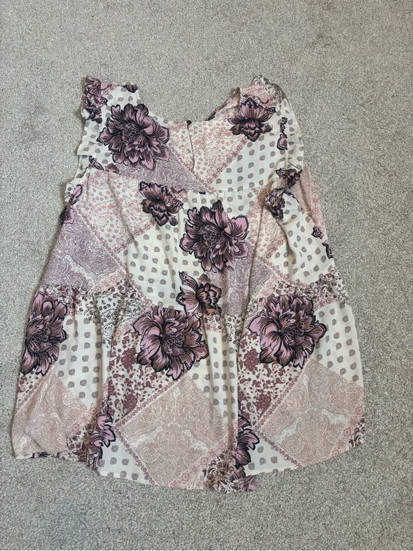 Maurices Pink Floral Patchwork Print Sleeveless Tank Top - Image 7