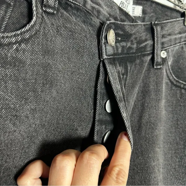 Princess‎ Polly Black Cross Waist Raw Hem Denim Jeans Size 4 - Image 5