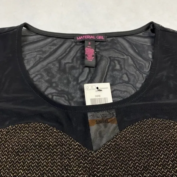 Material Girl‎ Metallic Gold Mesh Neckline Dress - Image 3