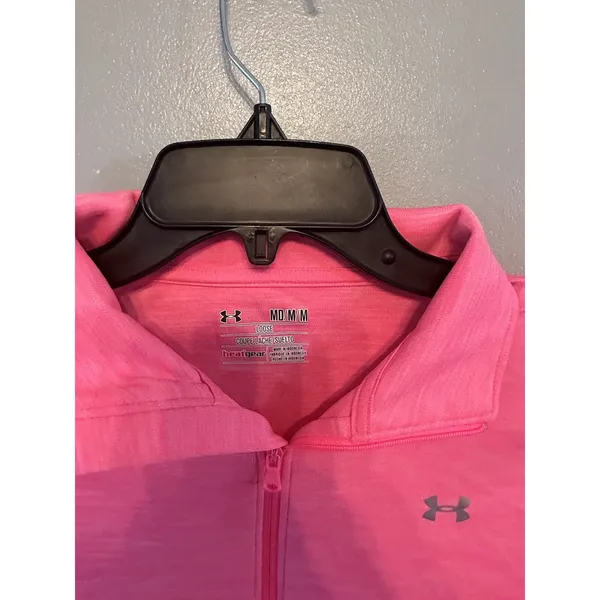 Under Armour Womens Heat Gear Loose 1/4‎ Zip Pullover Size Medium Pink - Image 3