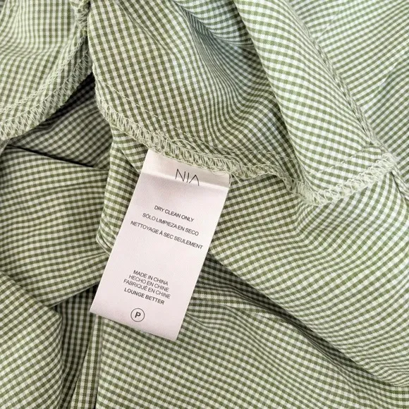 NIA Silvana Green White‎ Gingham Babydoll Dress Tiered Mini Summer Puff Medium - Image 11