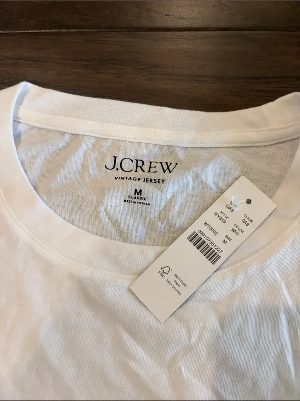 New With Tags JCrew Vintage Jersey White Tee Sz M - Image 2