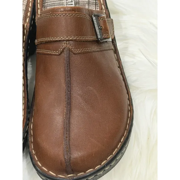 Eastland Mae 10M Brown Leather Clogs Mule Chunky Buckle Cottagecore Comfort Shoe - Image 5