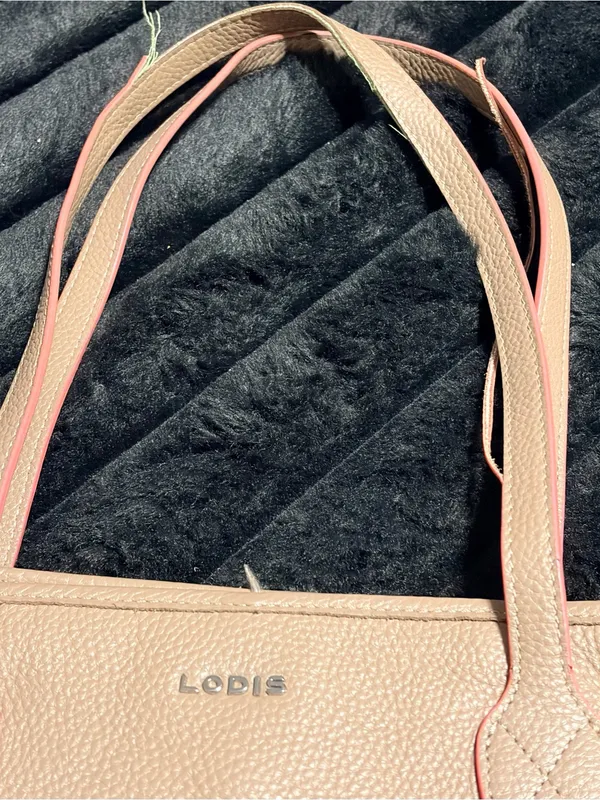 Lodis Beige Tote with Pink Trim Tan - Image 5