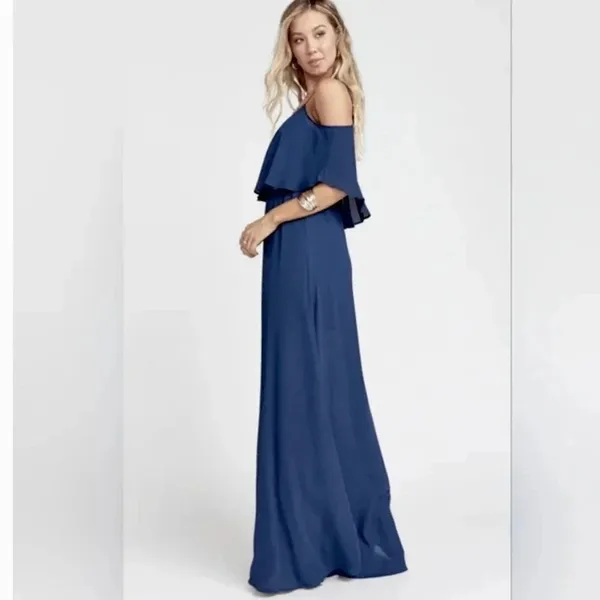 Show Me Your Mumu Caitlin Ruffle Maxi Dress in Rich Navy Crisp Blue Size XS - Image 4