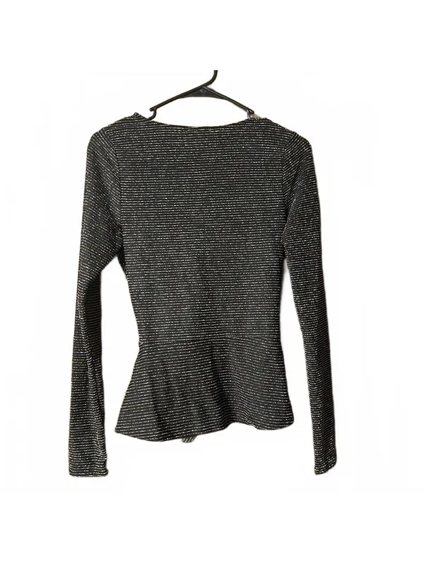 Francesca's Black Sparkle Wrap Top with Tie Waist - Medium - Image 5