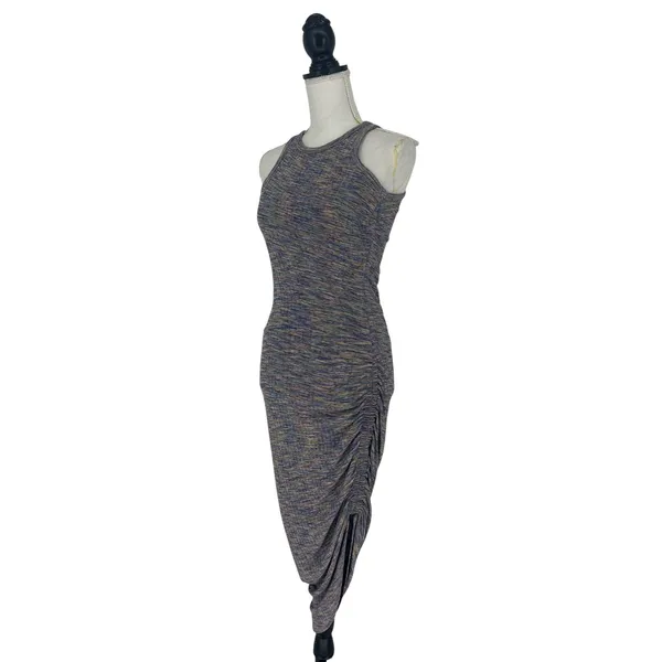 Veronica Beard‎ Haylee Rib-Knit Ruched Midi-Dress Multicolored - Image 4