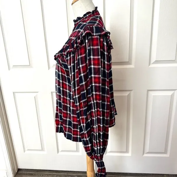 Free People Charlie ruffle plaid top NWT size XS - Image 4