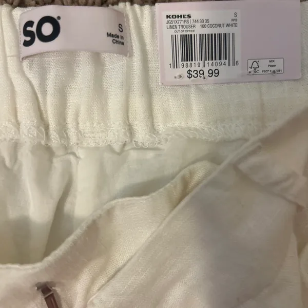 SO Cream Wide Leg Linen Pants White - Image 5