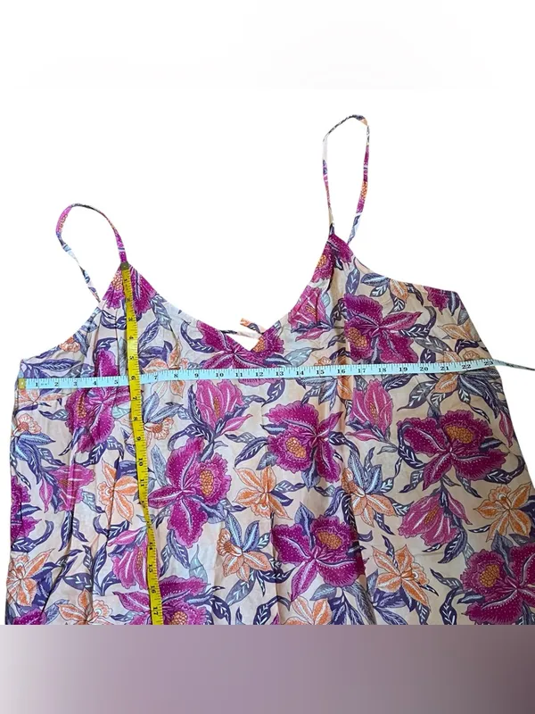 Old Navy Pink Floral Slip Midi Dress Strappy Tie Back Slit XXL - Image 7