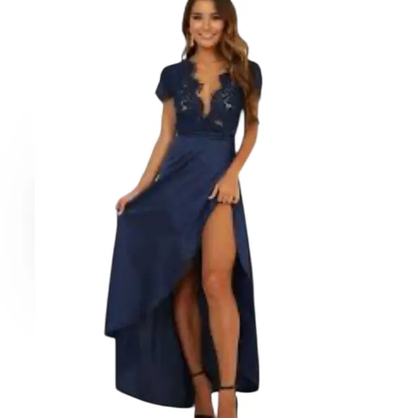 Showpo Kiss Of True Love Blue Lace Bodice Wrap Skirting Maxi Dress Womens 6 - Image 5