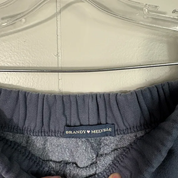 Brandy Melville Washed Blue Fleece Lined Elastic Waist Jogger Sweatpants OS OSFM - Image 4