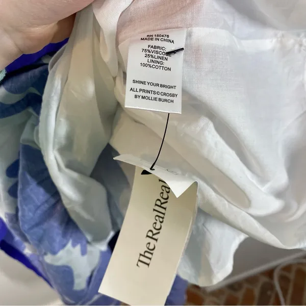 CROSBY‎ by Mollie Burch Eloise Tie Linen-Blend Midi Dress Aegean Bloom Size XS - Image 3