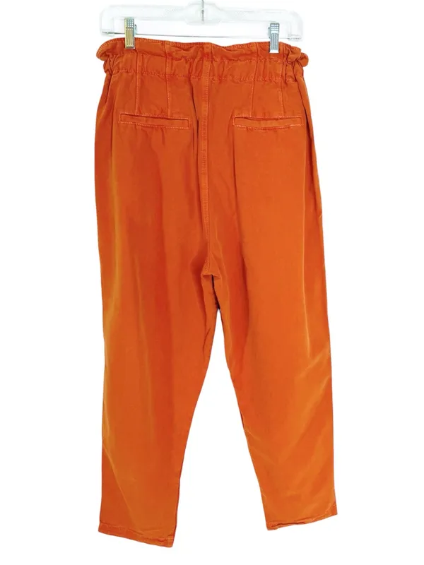 Free People Margate Pleated Trouser Pants Bird of Paradise Orange Size S - Image 8