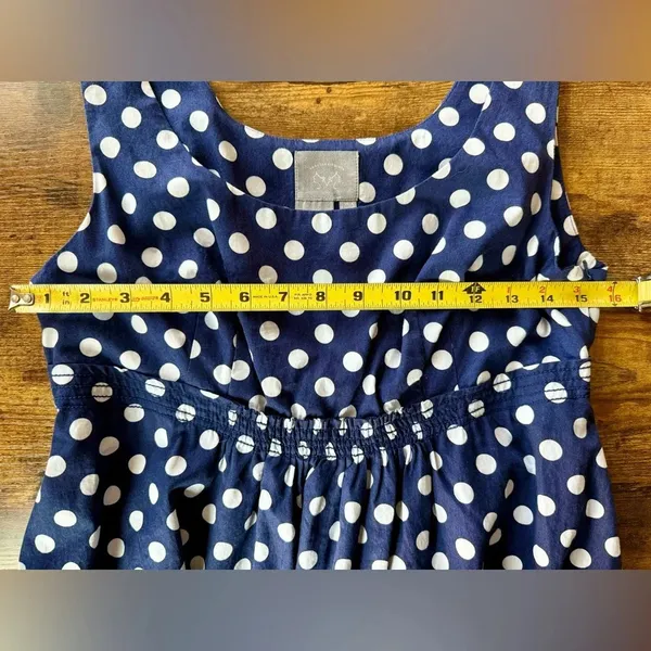 Anthropologie Polka Dot Dress - Vanessa Virginia Navy Blue White Womens sz 10 - Image 6