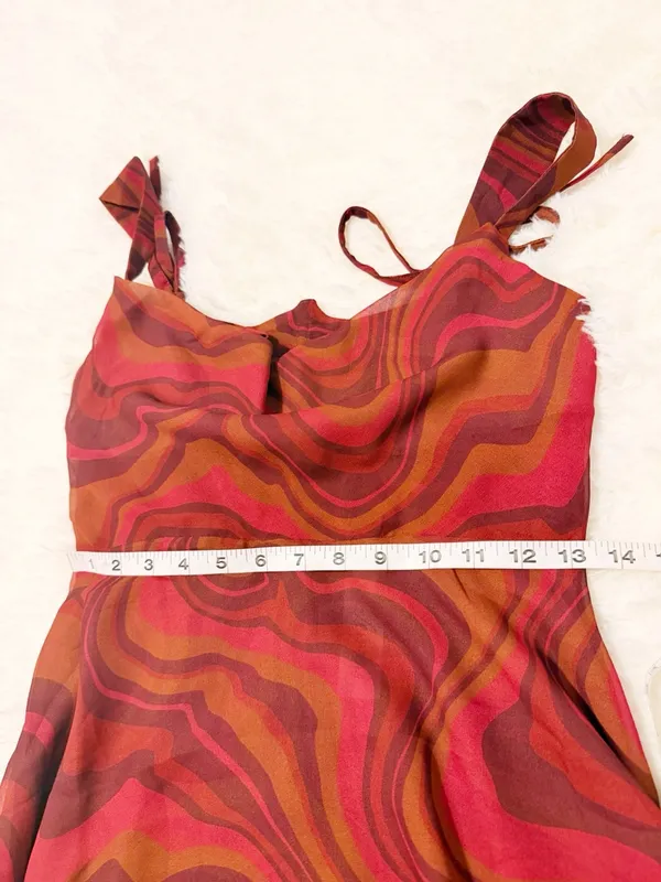 NWT For Love & Lemons Eleanor Dress Red Swirl Print Mini Size small S - Image 7