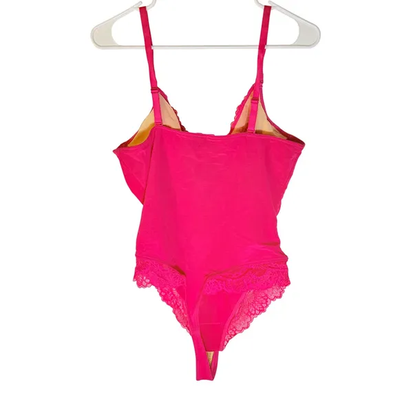NWT Popilush Hot Pink Lace Deep V Sleeveless Shapewear Bodysuit Large - Image 5