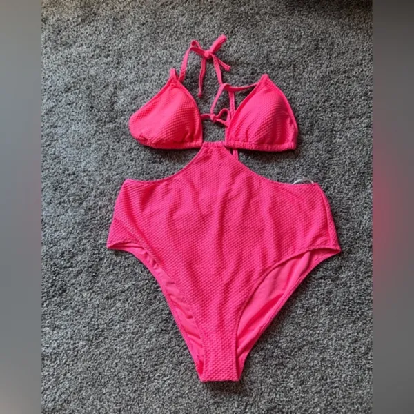 Aerie NWT Hot Pink Cutout One Piece Swimsuit - Image 4