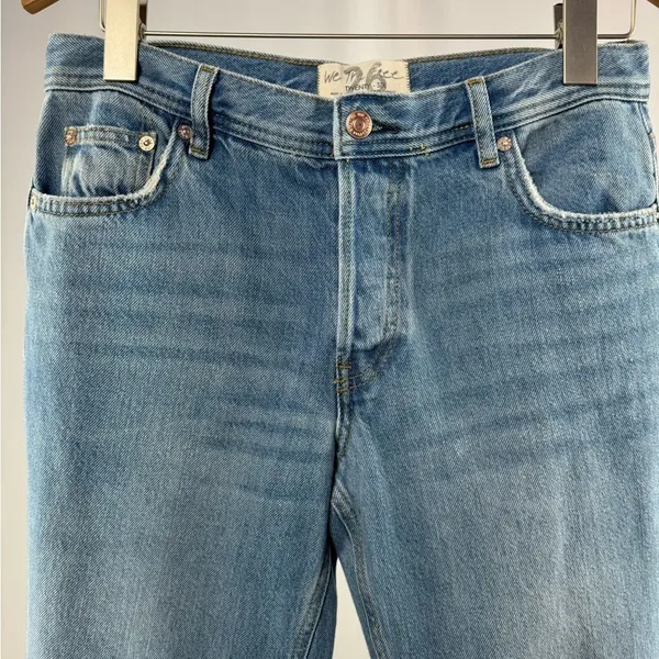 Free People Distressed Mid Rise Maggie Straight Leg Jeans in Blue Size 26‎ - Image 6