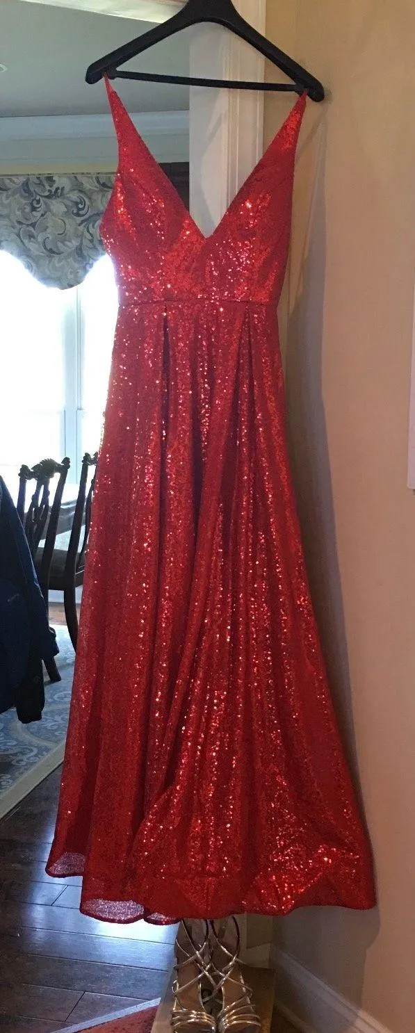 Red Sequin Prom Dress Size 4 - Image 5