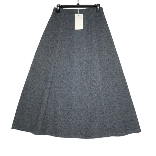 NWT ZARA Women’s Gray Sweater Knit Button Detail Midi Skirt Medium - Image 3