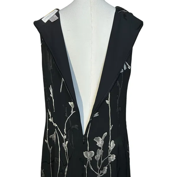 Casual Corner VTG Shift Dress Black Floral Sleeveless Maxi/Ankle SZ 12 Sheer - Image 11