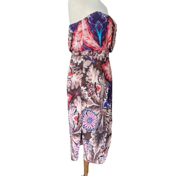 New Ali Ro Womens Dress Sz‎ 6 Silk Strapless Asymmetrical Midi Paisley Floral - Image 5