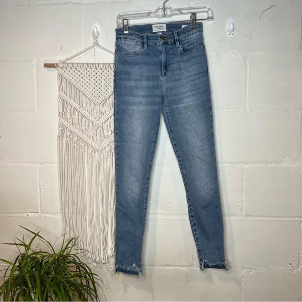 | women light wash le high skinny distressed denim jeans - Image 2
