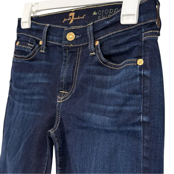 7 For All Mankind The Cropped Skinny Dark Wash Blue Jeans Size 25 - Image 3