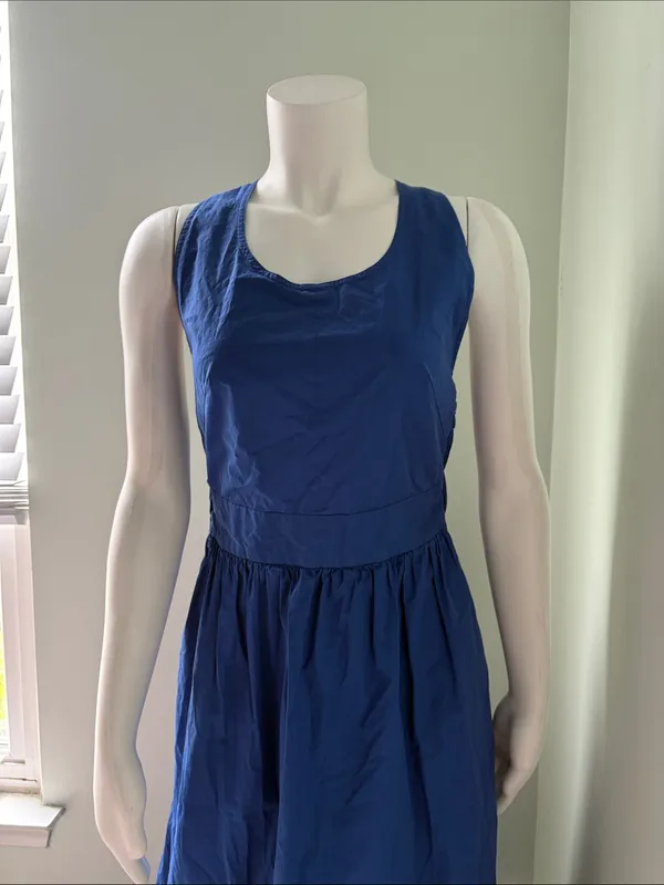 Everlane Clean Cotton Cross-Back Midi Dress Azure Blue Ooen-back Sundress 2 - Image 5
