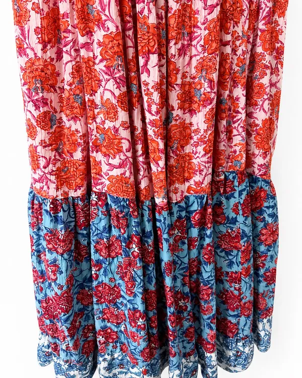 918 Angie XL Floral Patchwork Boho Midi Dress - Image 3