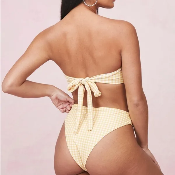 Nasty Gal Gingham Bandeau High Leg Bikini Set 2 NWT - Image 3