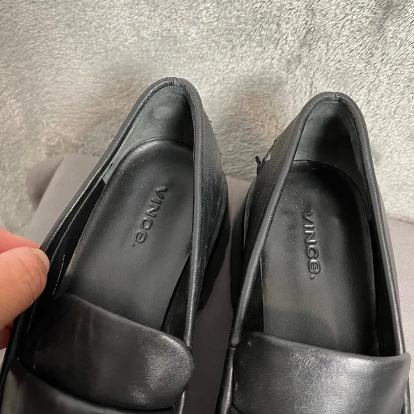 Vince Black Leather Robin Penny Loafer‎ Square Toe Chunky Women's 7.5 - Image 3