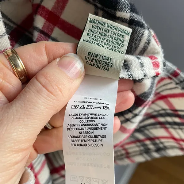L.L. Bean Red White Blue Americana Plaid Quarterzip Pullover size Large Campcore - Image 6