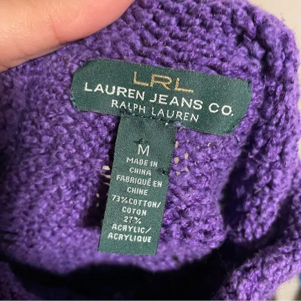 Lauren Ralph Lauren Cable Knit Mock Neck Turtleneck Knit Sweater- Size Medium - Image 4
