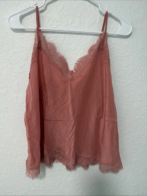 VICTORIAS SECRET Lace-Trim Cami Top in Dusty Rose Size XL - Image 2