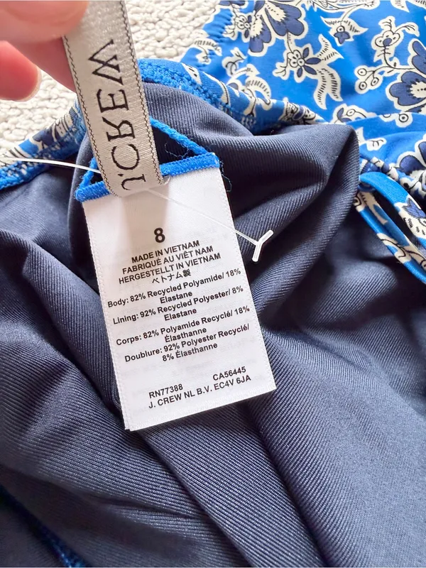 J. Crew One-Piece Swimsuit Cobalt Blue Floral Ruffle 8 NEW NWOT - Image 6