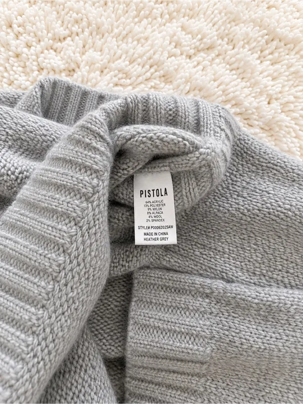 PISTOLA Carlen Alpaca Mock Neck Sweater – Light Heather Grey – M - Image 7