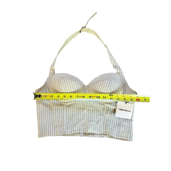 Revolve Superdown Rudy Halter Top Beige White Striped Womens Medium NEW With Tag - Image 8
